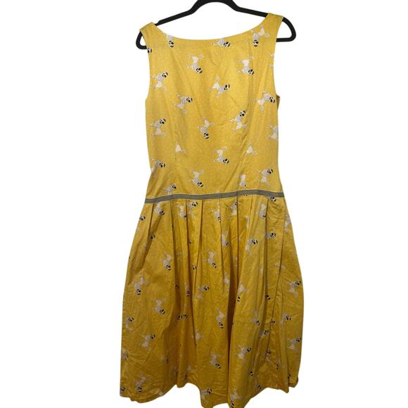 Classic Liz Claiborne Yellow A-Line Midi poodle dress Great condition - size 12 - Picture 2 of 6